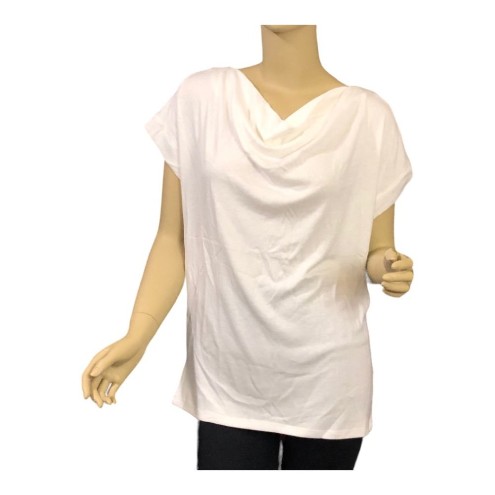 H by Halston Women's Soft Reversible Criss Cross Top in Chalk White ~ NWT!